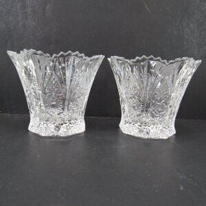 Vintage Studio Nova Clear Cut Glass Votive Tea Light Candle Holder Set of 2